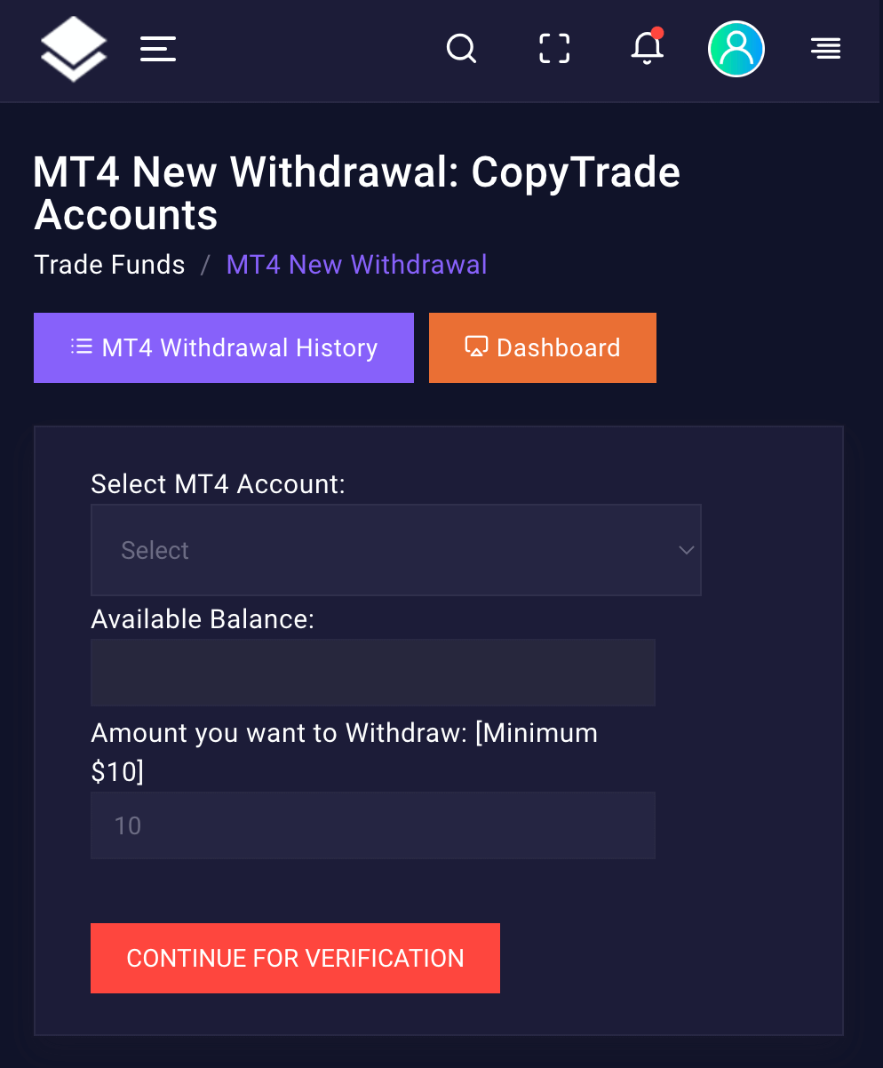 pantheratrade mt4 new withdrawal copytrade account