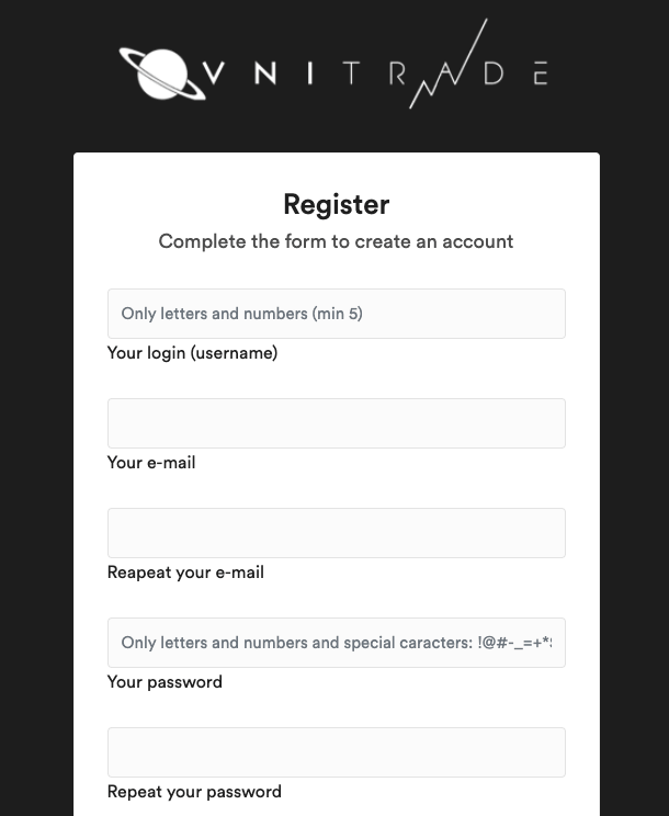 registration form ovintrade trading bot