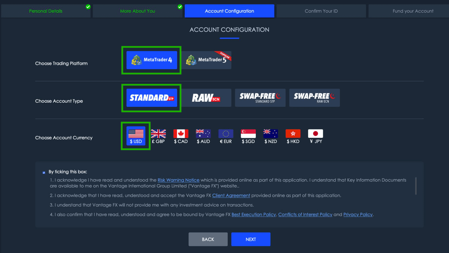 vantage fx ovnitrade account configuration