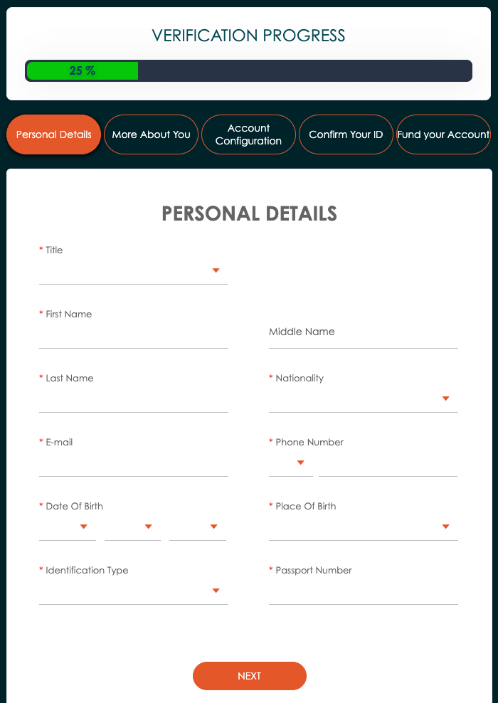 vantagefx personal details