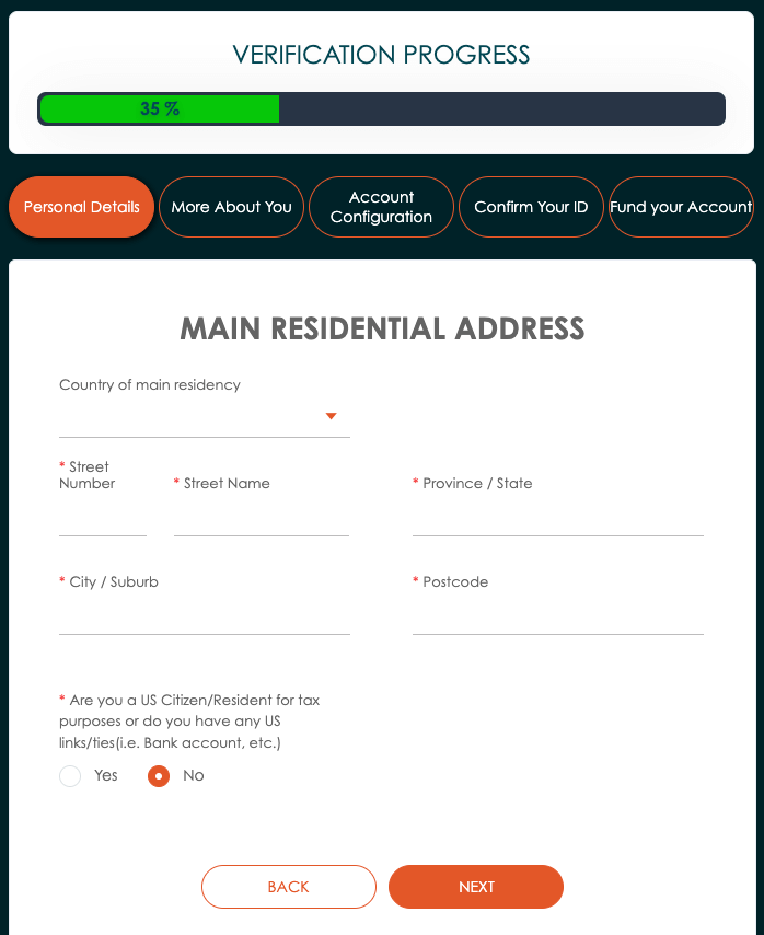 vantagefx main residential address