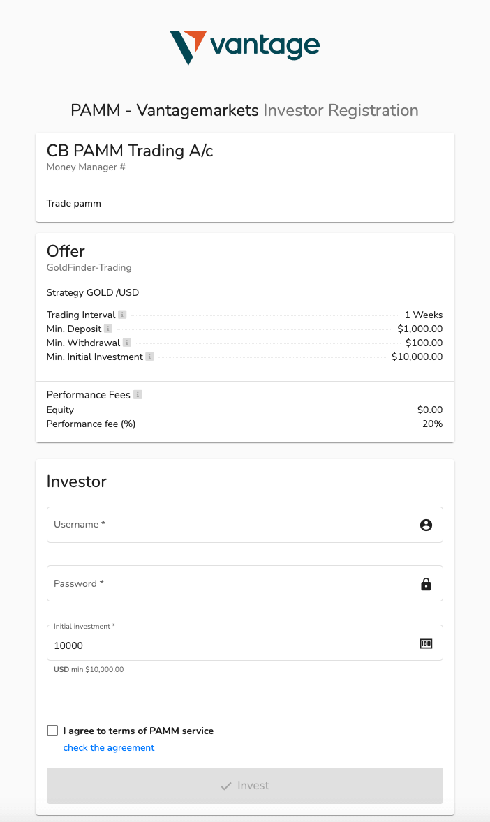 vantage fx pamm investor registration